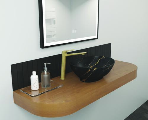 Vasque ovale à poser HANA en céramique 40,5 x 33 x 14 cm - Marbre noir